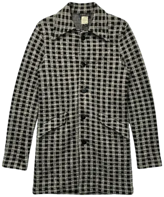 Men's black and ecru plaid knit blazer