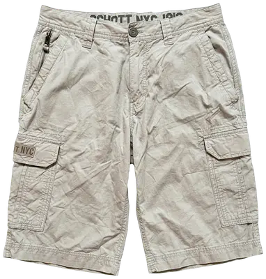 Schott cargo shorts — grey summer cargo shorts, size 31, worn only a few times, long cut below the knee. Condition: 9/10.