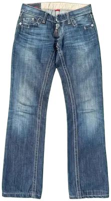 Magnifique jean Marithé + François Girbaud unisex en denim bleu, taille M, avec détails en cuir – une pièce vintage authentique et stylée.