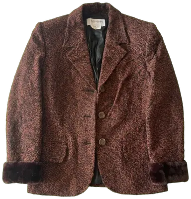 Yves Saint Laurent blazer in brown and burgundy, vintage piece from the Parisian couture house. Very good condition. Size L (40).