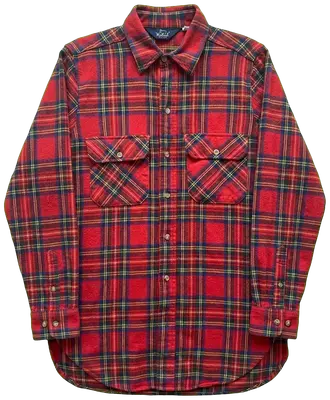 Woolrich red flannel plaid shirt, 100% cotton, made in USA. Long version