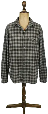 Chemise Levi's vintage à carreaux gris et kaki, taille L, coupe décontractée – une pièce authentique pour un style intemporel.